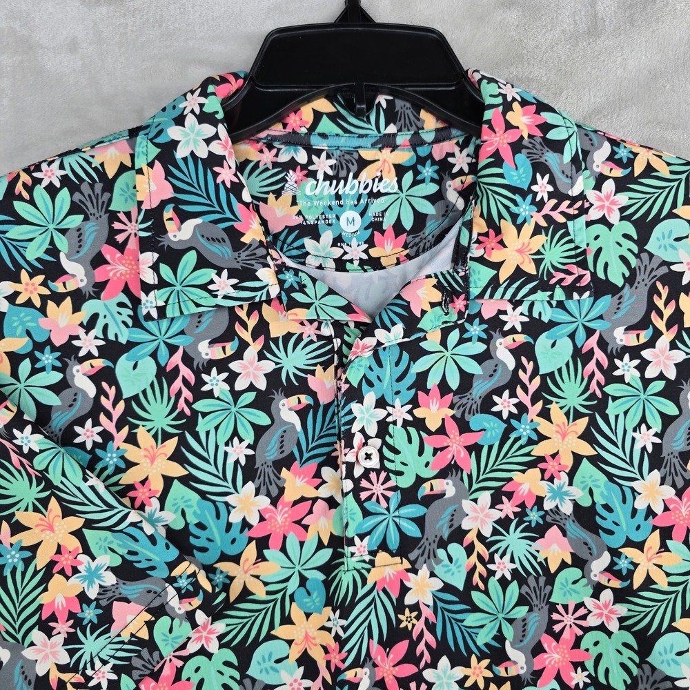 Chubbies The Weekend Has Arrived‎ Floral Toucan Bird Print Shirt Mens Medium